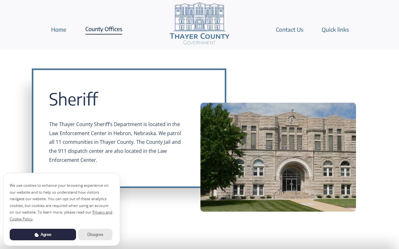 Thayer County inmate population sheriff jail page